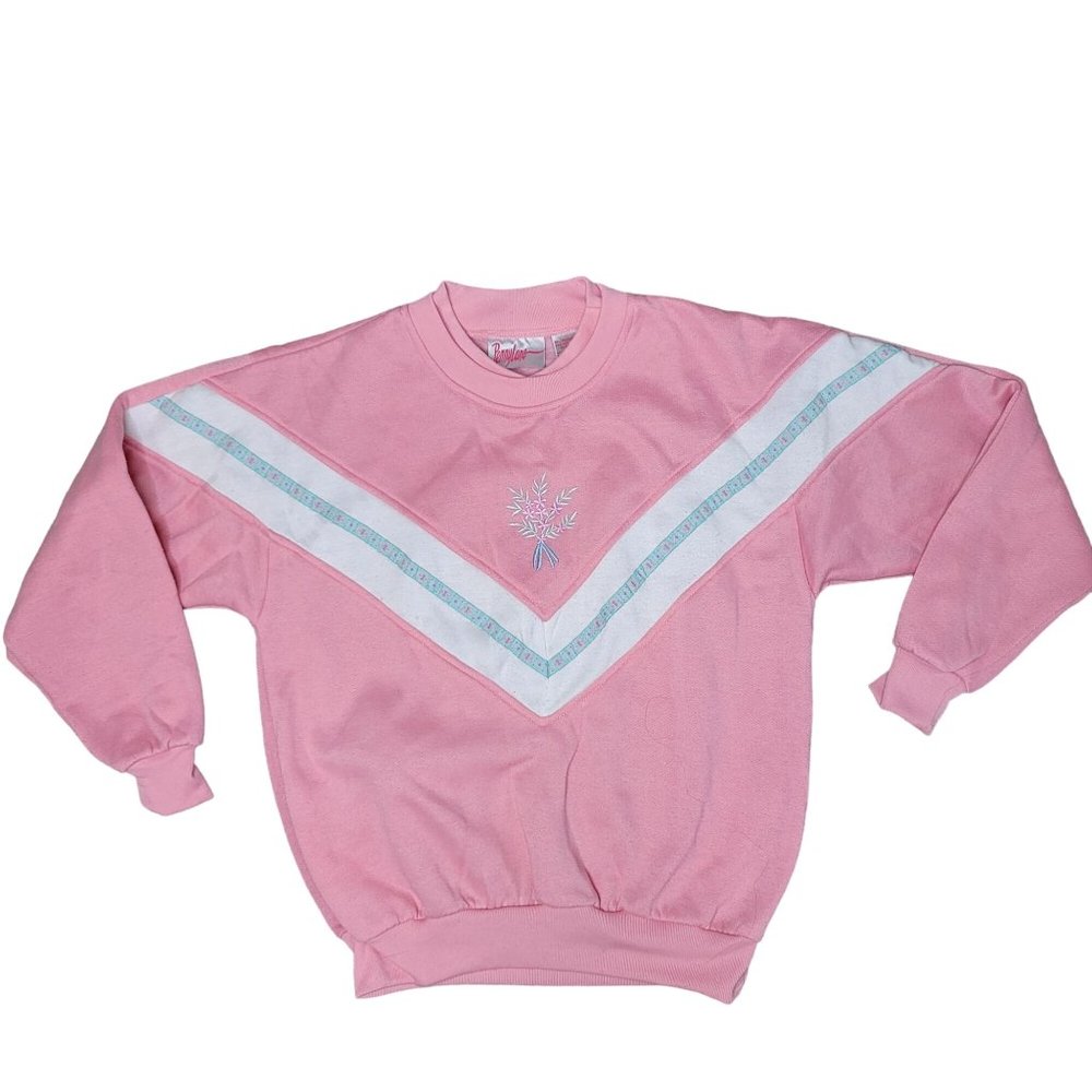 Pennylane vintage ski style sweater 80s 90s nostalgia chevron white blue pink M